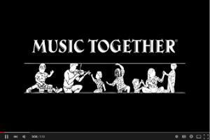 A black and white image of the words music together.